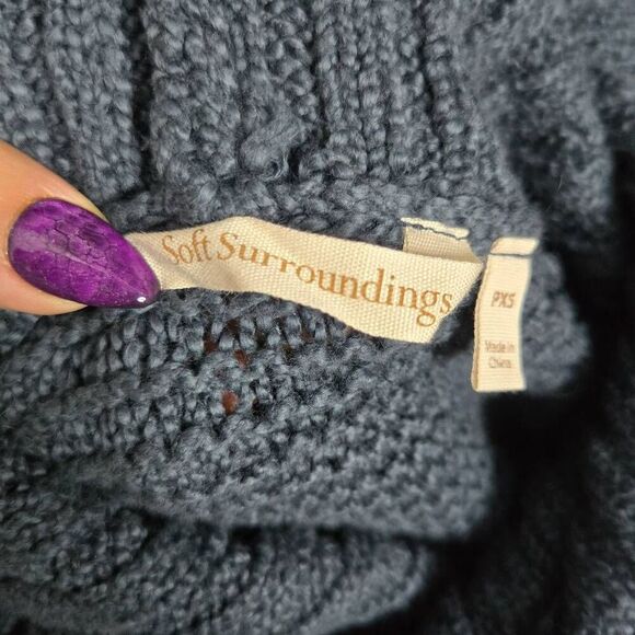 Soft Surroundings Cowl Neck Sleeveless Sweater Size Petite XS PXS Teal Cotton - Picture 5 of 6